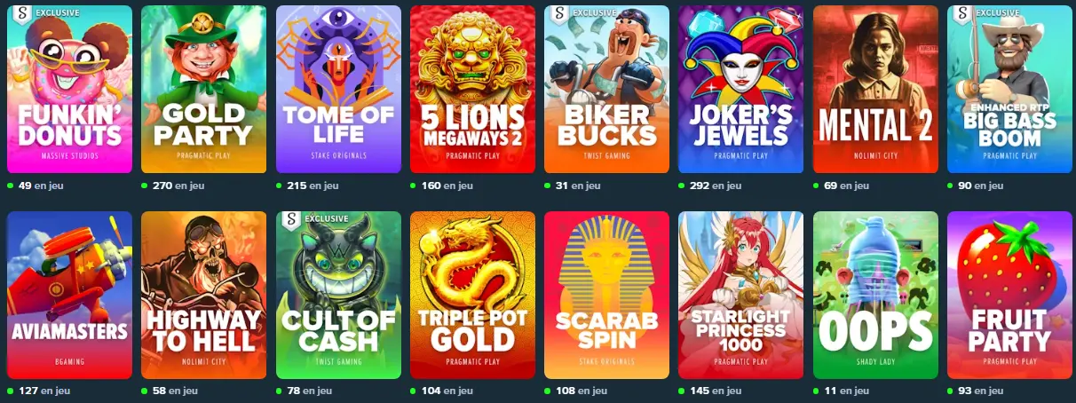 meilleures machines à sous au Stake casino