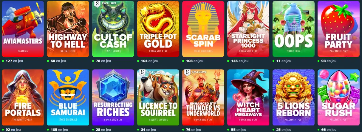 machines à sous populaires au Stake casino